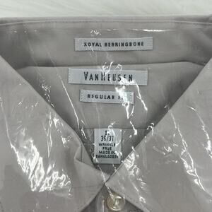 Van Heusen Regular Fit Royal Herringbone - Khaki - 17 36/37 - New with tags